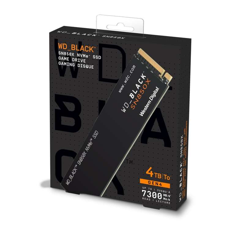 Cybersale: WD_BLACK SN850X NVMe SSD 4TB M.2 2280 PCIe SSD 4.0 (Lesetransferrate 7.300 MB/s | Schreibtransferrate 6.600 MB/s)