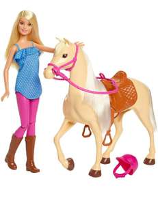 Prime: Barbie FXH13 - Pferd mit Mähne und Puppe mit beweglichen Knien, Puppen Spielzeug und Puppenzubehör