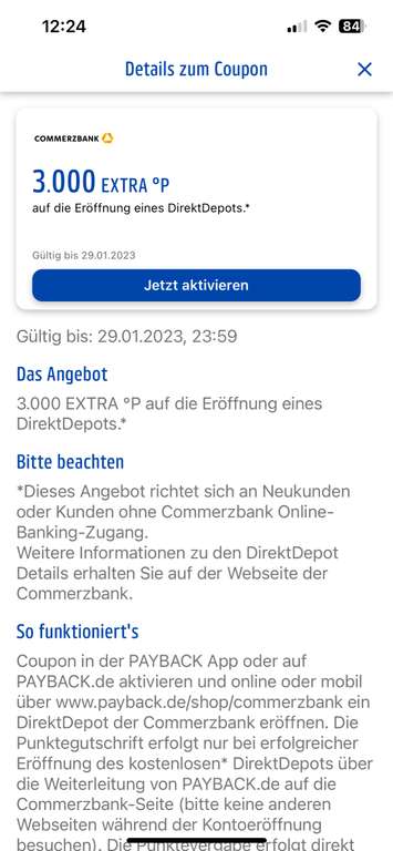 2 x 3.000 Payback Punkte auf die Eröffnung eines Depots bei der Commerzbank (ggf. personalisiert)