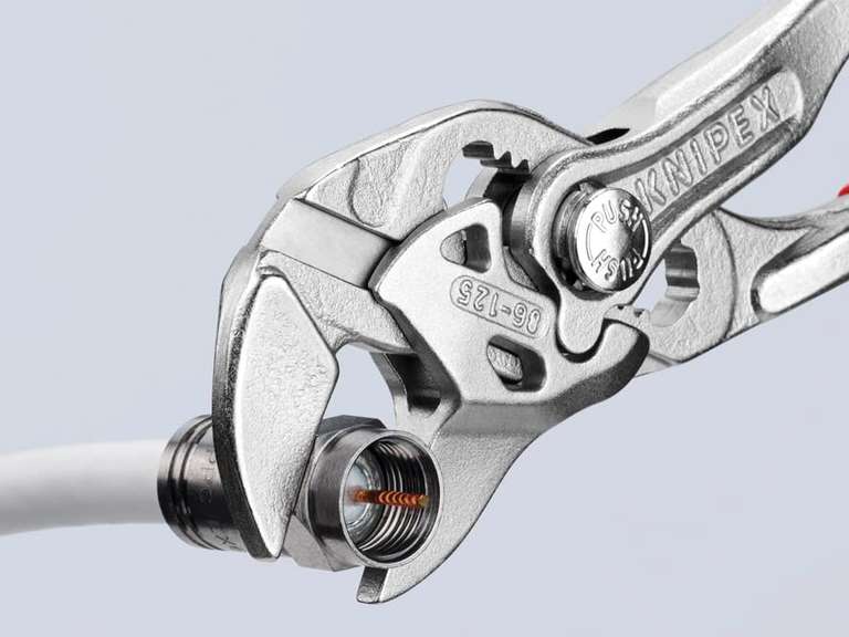 KNIPEX Zangenschlüssel, klein, Multi-Schraubenschlüssel Chrom-Vanadium, Rostschutz verchromt, 125 mm (SB-Karte/Blister), PRIME