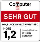 WD_BLACK SN850X NVMe SSD 4 TB interne SSD (Gaming Speicher, PCIe Gen4-Technologie, Lesen 7.300 MB/s, Schreiben 6.600 MB/s) Schwarz, Prime