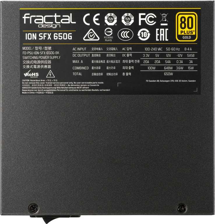 [Vorbestellung] Fractal Design Ion SFX 650G Netzteil (650W, 80+ Gold, SFX-L, vollmodular, semi-passiv, PSU List A, 10J Garantie)