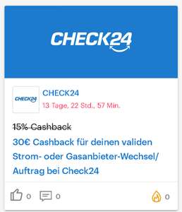 [Check24 + Shoop] 30€ Cashback für deinen validen Strom- oder Gasanbieter-Wechsel/Auftrag bei Check24