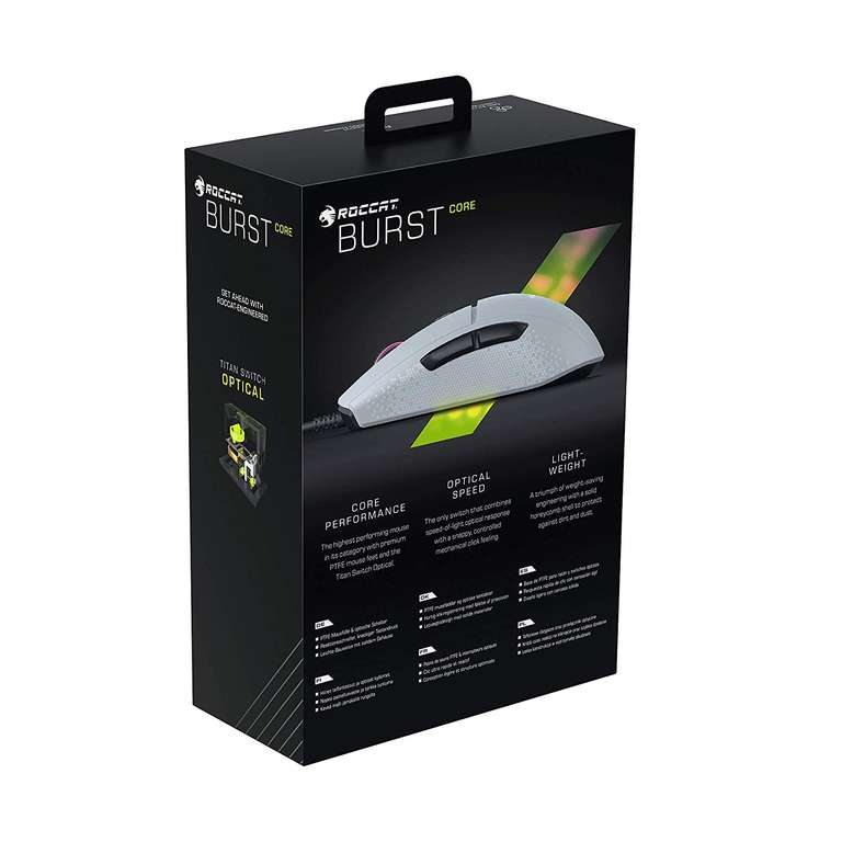 [Prime/Mediamarkt] Roccat Burst Core - Extrem leichte Optical Gaming Maus (hohe Präzision, Optiksensor 8.500 Dpi, 68g leicht)
