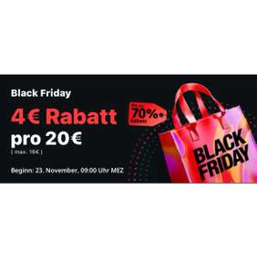 [AliExpress] Am Black Friday Erhalte 4€ Rabatt Pro 20€ Einkauf (16€ max)