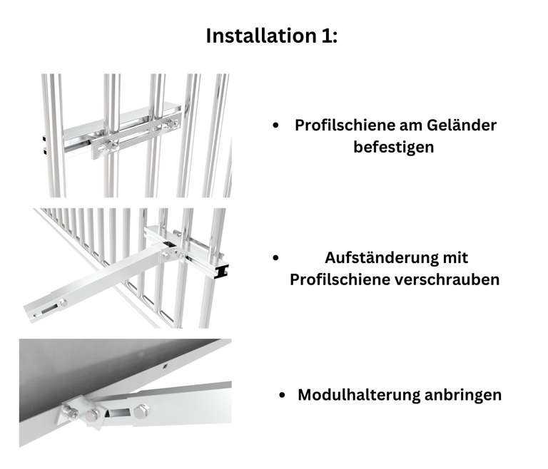 Balkonhalterung Solarmodul Solarpanel Photovoltaik 0-30° Aufständerung Balkonkraftwerk