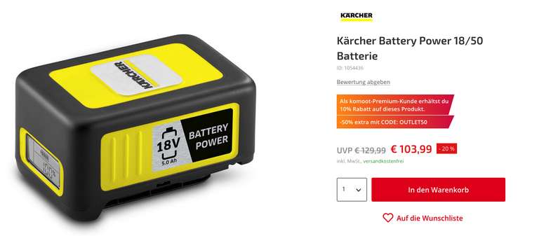Kärcher Battery Power 18/50 Batterie