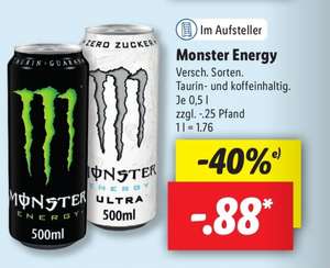 (LIDL) Monster Energy Drink 0,5l verschiedene Sorten