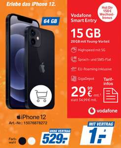Lokal, Vodafone Netz: Apple iPhone 12 im Gigakombi Allnet/SMS Flat 20GB 5G für 24,99€/Monat, 1€ Zuzahlung, 150€ Wechselbonus
