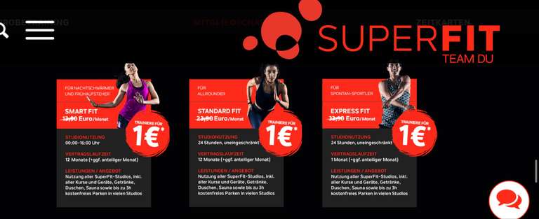 Superfit 1€ im ersten Monat + Servicegebühr