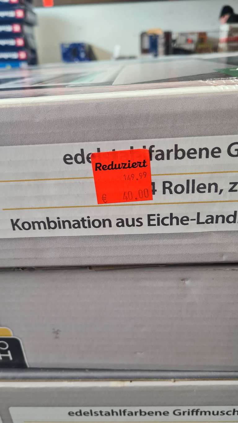 [Lokal Aldi Nord, Berlin-Buckow,] Schreibtisch mit Rollcontainer + Aufsatz für Bildschirm 150x72,5+12,7x65 cm