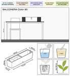 LECHUZA "BALCONERA Color 80" Pflanzgefäß mit Erd-Bewässerungs-System, Weiß, 79 x 19 x 19 cm