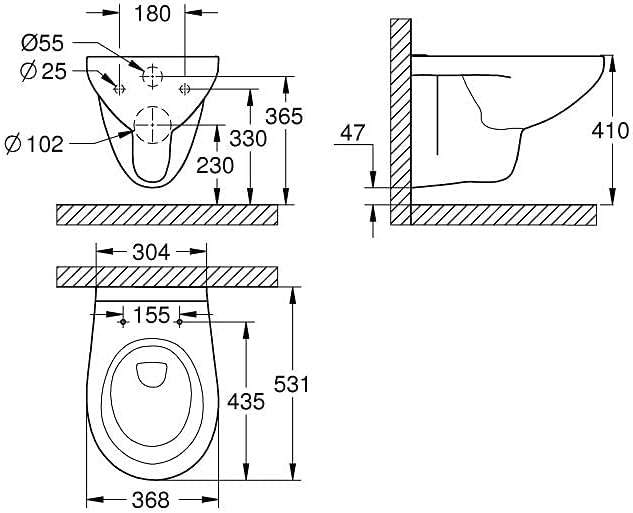 Grohe Bau Ceramic WC wandhängend EC39427000 - ideal fürs Gäste-WC