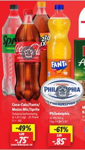 Lidl : 1,25l Flasche Coca-Cola, Fanta, Sprite oder Mezzo-Mix, guter Literpreis von 60Cent, ohne App ,ab 13.05.24