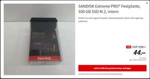 [Fundgrube] SANDISK Extreme PRO Festplatte, 500 GB SSD M.2, intern