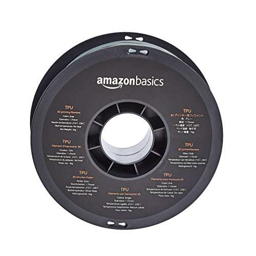 Amazon Basics – flexibles 3D-Drucker Filament aus TPU, 1,75 mm, 1 kg pro Spule, 5 verschiedene Farben