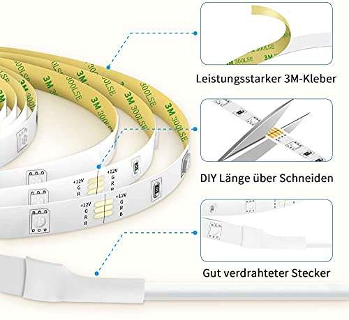 Govee H6191 LED-Leuchtstreifen 20m (2x 10m, Fernbedienung, 20 Farben & 6 Modi, dimmbar, inkl. EU-Steckernetzteil & 20 Halteklammern)
