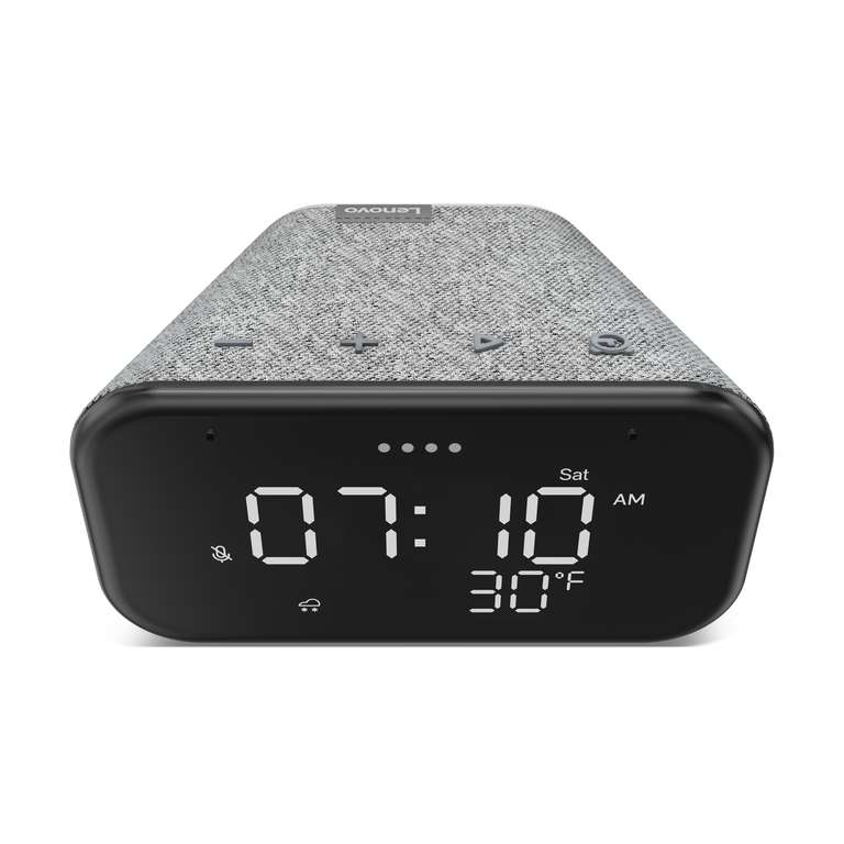 Lenovo Smart Clock Essential | smarter Wecker mit Lautsprecher und Nachtlicht | 4" Display | Google Assistant | 121 mm x 64 mm x 83 mm