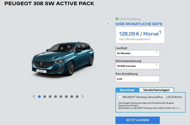 [Privatleasing] Peugeot 308 SW Active Pack | 131 PS | 10000km | 24 Monate | LF 0,44 | ===> 128€ (eff. 165€)