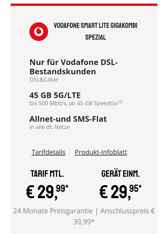 Vodafone Netz: Google Pixel 7 256GB im Allnet/SMS Flat 45GB 5G/LTE für 29,99€/Monat, 29,99€ Zuzahlung, 39€ AG; für Bestandskunden DSL/Cable