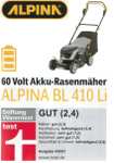 Stiga Alpina 60 Volt 4Ah Akku Rasenmäher BL410 mit 41cm Schnittbreite