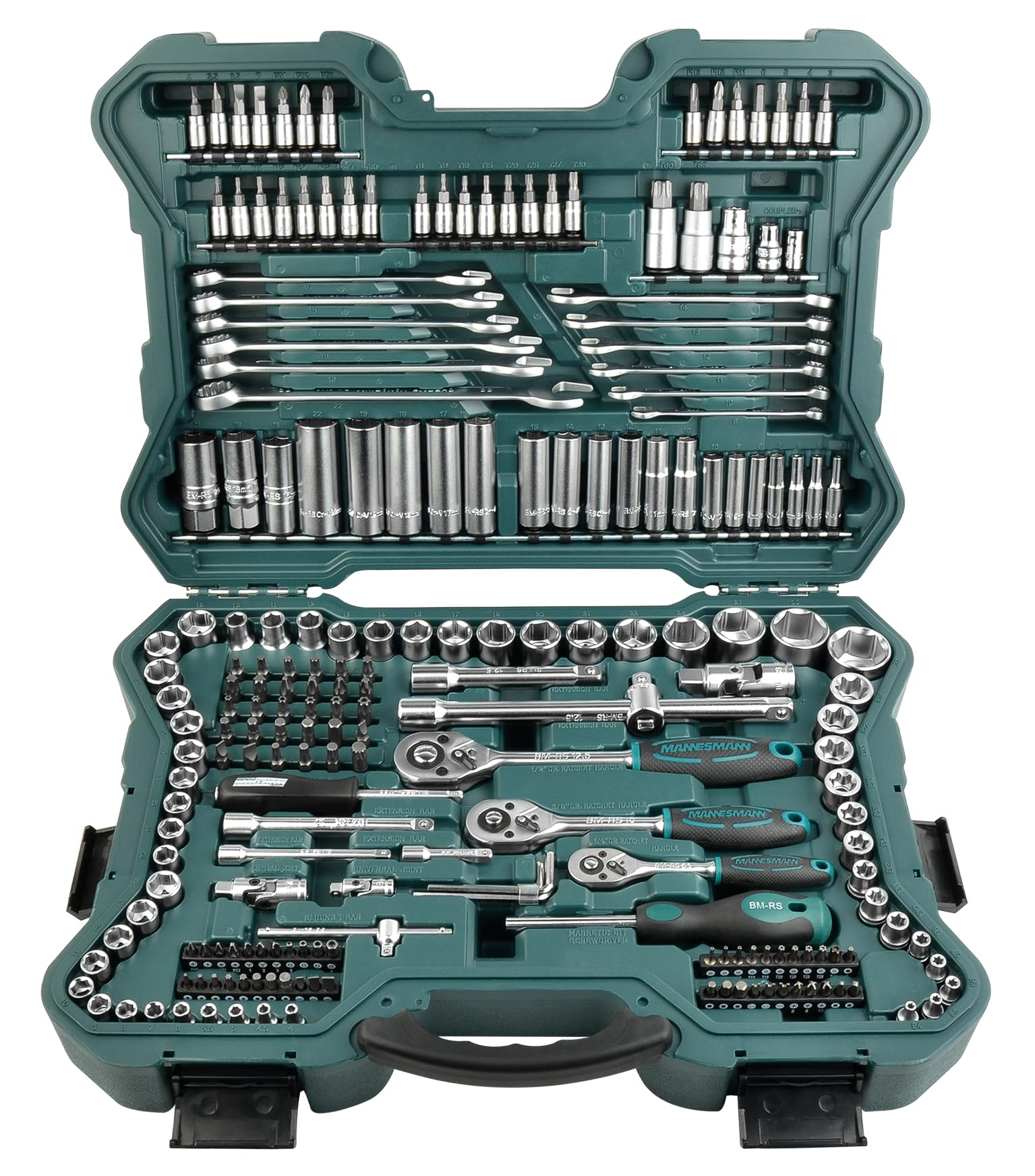 [amazon] Brüder Mannesmann M98430 Steckschlüsselsatz 1/4 Zoll, 3/8 Zoll, 1/2 Zoll, 215-teilig - Werkzeugkoffer mit Ratschen