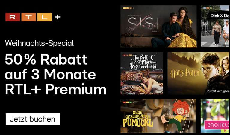 50% Rabatt auf 3 Monate RTL+ Premium und RTL+ Max