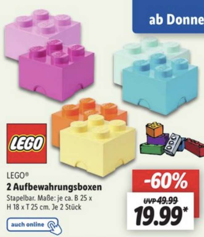 Lego Aufbewahrungsbox "4 Noppen" 2er-Set