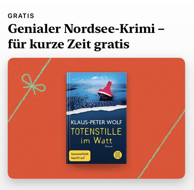 [Apple] Kostenloses Ebook „Totenstille im Watt“ von Klaus-Peter Wolf (Fischer-Verlag)