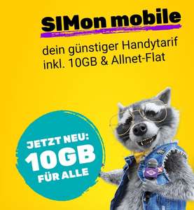 Simon Mobile ab sofort mit 10 GB statt 8 GB für 8,99€ bei Rufnummernmitnahme (inkl. sonst ausgenommene Anbieter) bis 23.09.22 für Neukunden