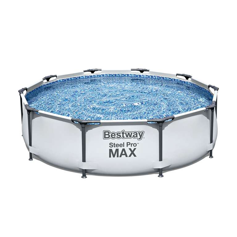 Frame-Pool-Set „Steel Pro MAX“ mit Filterpumpe, Ø 305x76 cm, lichtgrau