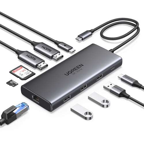[Amazon.de] UGREEN Revodok Pro 210 USB C Docking Station Dual HDMI 10 IN 1 USB C Hub 2 HDMI, Gigabit Ethernet, 4X USB C/USB A Ports, PD 100W