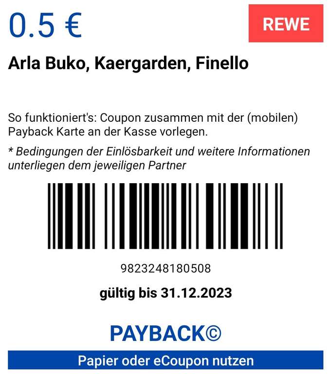 Rewe | Arla Buko Frischkäse verschiedene Sorten (200g) für 0,49 € je Becher durch Coupon