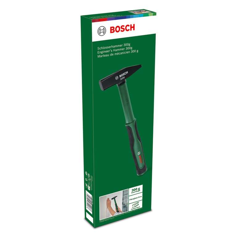 Bosch Home and Garden Bosch Schlosserhammer 300g (komfortabler Softgrip-Griff mit Glasfaserkern; robuster Kohlenstoffstahl) PRIME