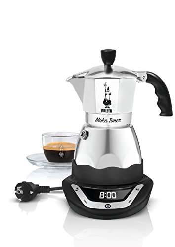Bialetti Moka Timer, Elektrische Kaffeemaschine mit eingebautem Timer, 3 Tassen, 365 W