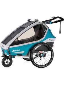 Qeridoo Kidgoo1 Sport Kinderfahrradanhänger in Petrol (geeignet für 1 Kind, multifunktional, Aluminiumrahmen, integrierte Federung)