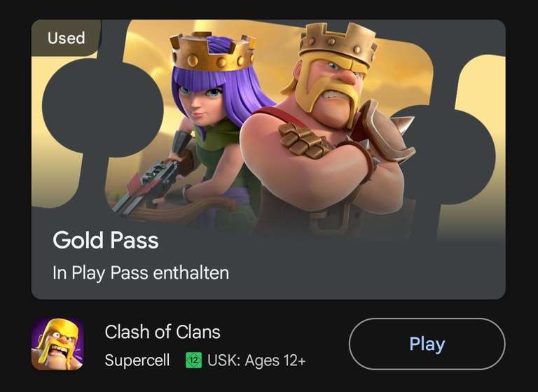 [Android] Clash of Clans Gold Pass für 4,99€ mit dem Google Play Pass