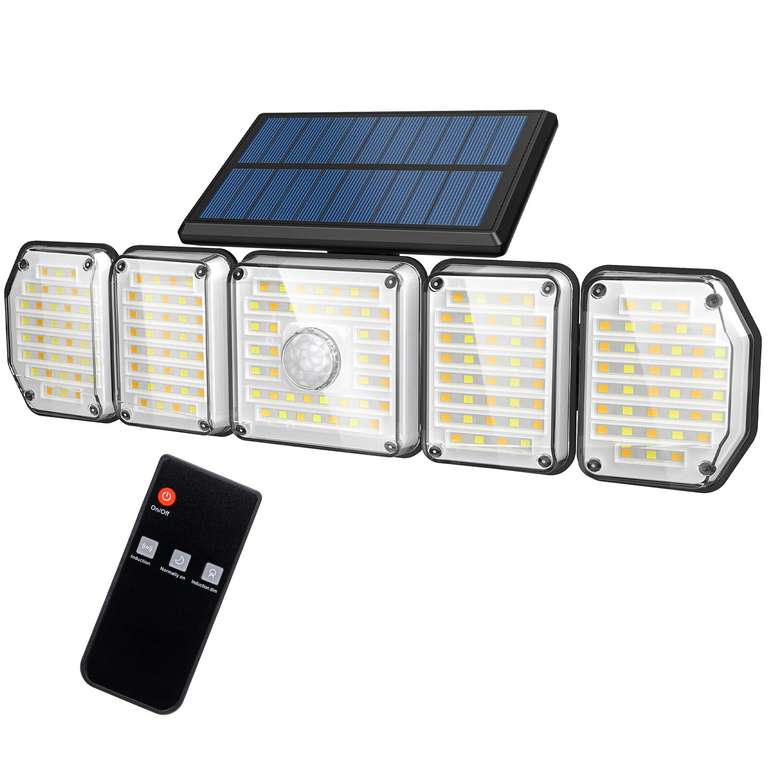 Somoreal SM-OLT2 LED Solarlampe, Gartenlampe - Fernbedienung, 5 Lampenköpfe
