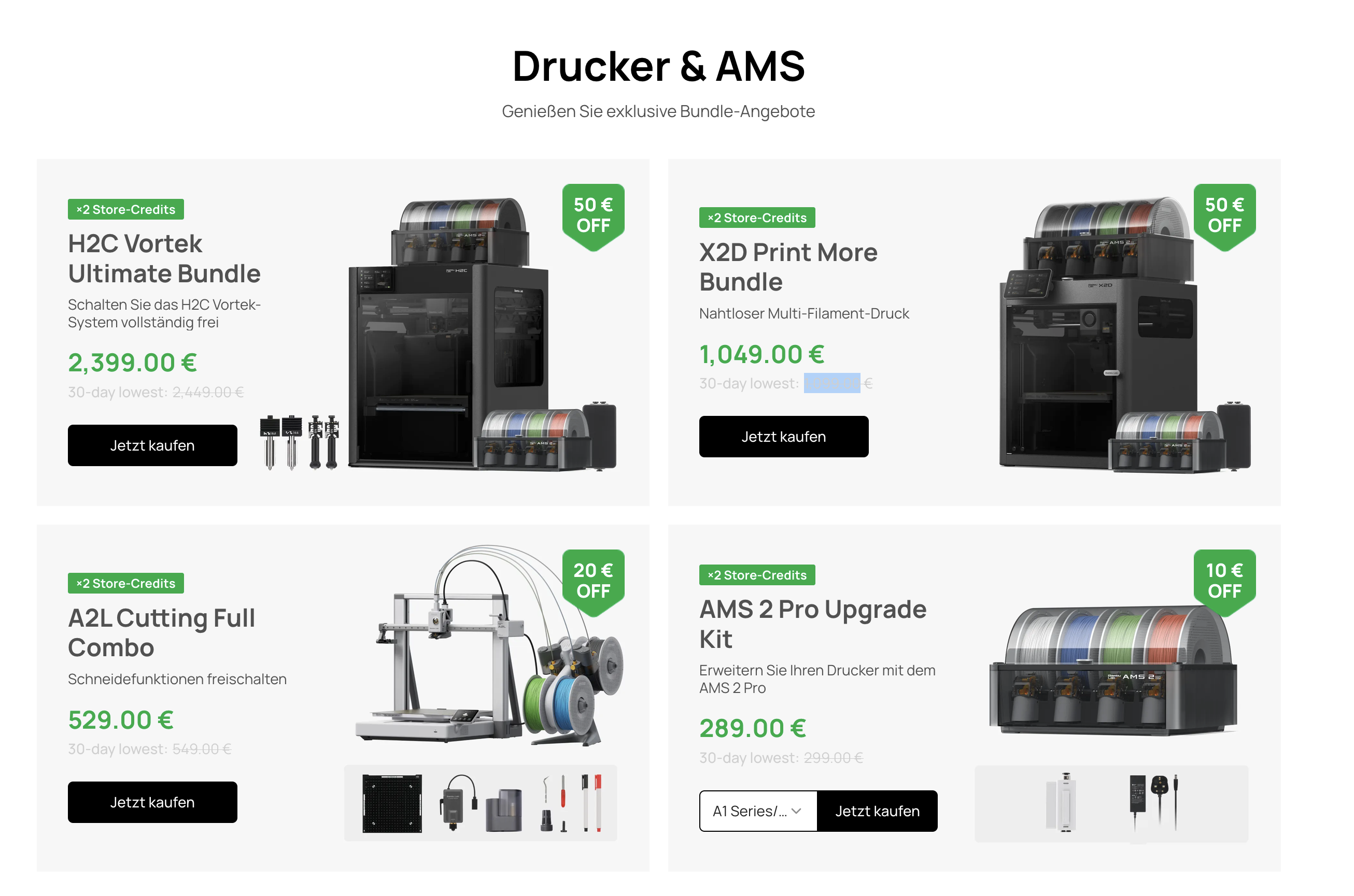 Bambu Lab Back-to-School-Sale: H2C Vortek Bundle 2.399€ statt 2.449€, X2D Bundle 1.049€, A2L Cutting Full Combo 529€ + 2x Bambu Credits