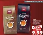 117° - KÄFER Caffe Crema Lungo oder Espresso Forte milder Crema-Kaffee oder kräftiger Espresso, ganze Bohnen 1-kg-Packg.