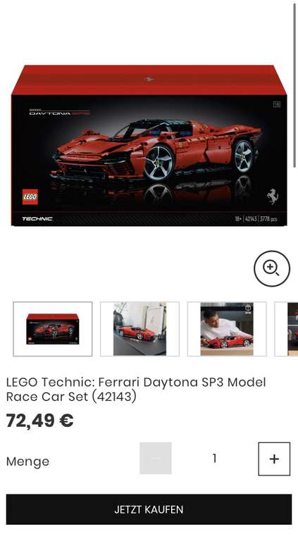 Preisfehler LEGO Technic: Ferrari Daytona SP3 Model Race Car Set (42143)