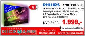 (OFFLINE Frankweiler (Beltheim)) Philips 77OLED806/12 77 Zoll OLED Ambilight 4+hue zum Hammer-Preis (Abholpreis)
