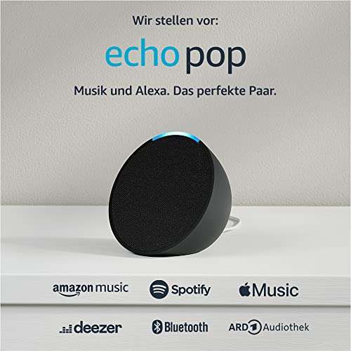[Prime Day] Echo Pop in vier verschiedenen Farben (Kompakter und smarter Bluetooth-Lautsprecher) I inkl. Philips Hue White Lampe + 5€