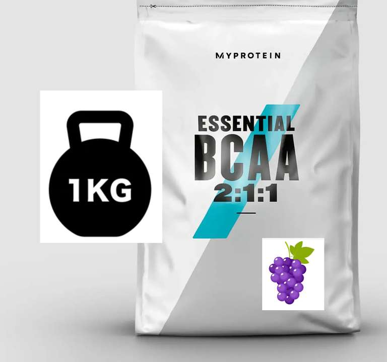 Essentielle BCAA 2:1:1 1kg-Packung (Geschmack: NUR TRAUBE)