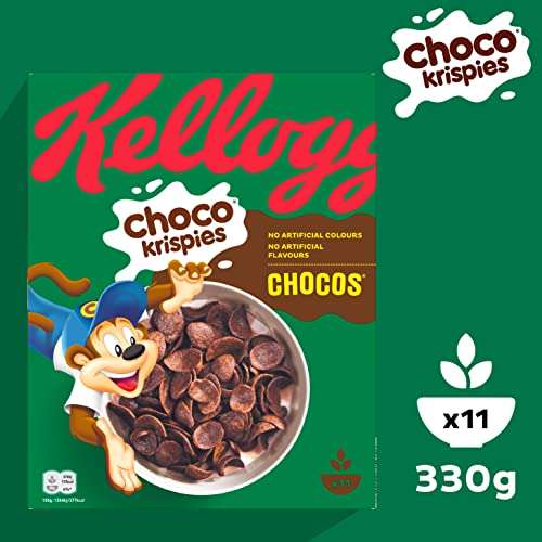 (Prime Spar-Abo) Kellogg's Choco Krispies Chocos | Cornflakes mit Schokoladengeschmack | Einzelpackung (1 x 330g)