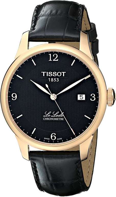 Tissot Herren-Automatikuhr aus Leder mit schwarzem Zifferblatt und analoger Anzeige t006.408.36.057.00