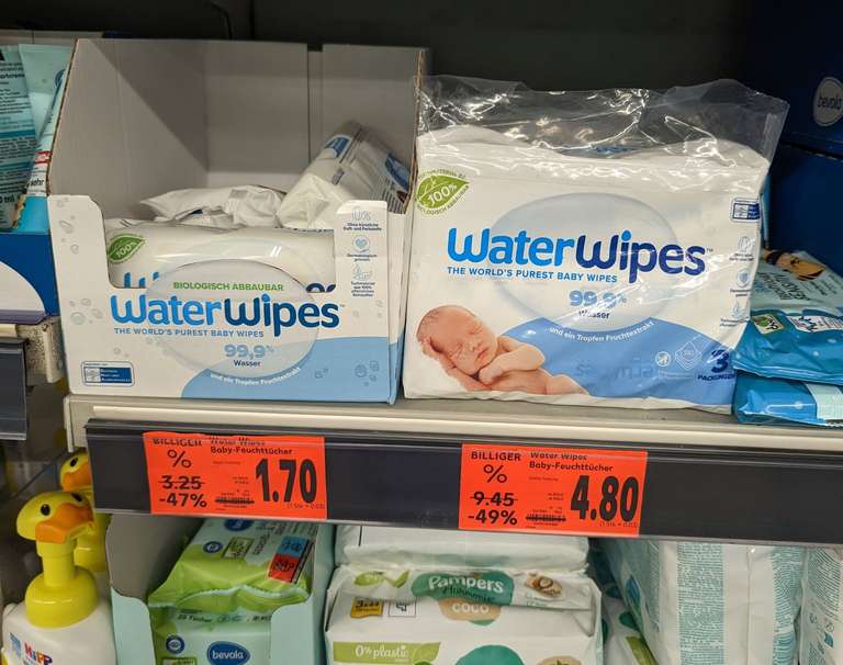 Kaufland Kamen (lokal?): Waterwipes Baby Feuchttücher 3x60 für 4,80€ od. 1x60 für 1,70€