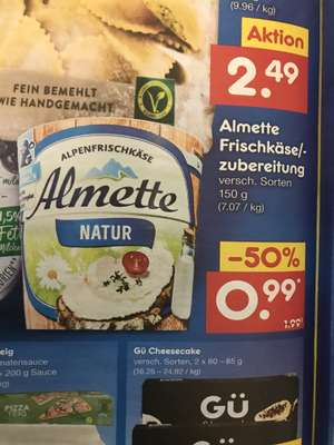 Almette Frischkäse zu 0,99€ bei netto ab 16.5.