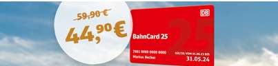 Bahncard ecoupons (per Email personalisiert) 15€ BC25 100€ BC50 bis 11.7.23