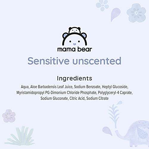 [PRIME/Sparabo] Mama Bear Sensitive Baby Feuchttücher, unparfümiert, 336 Stück (6 Packungen mit jeweils 56 Stück)